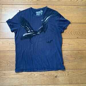 Vintage American Eagle Single Stitch T-Shirt SZ M Y2K Cotton Graphic Blue Gray